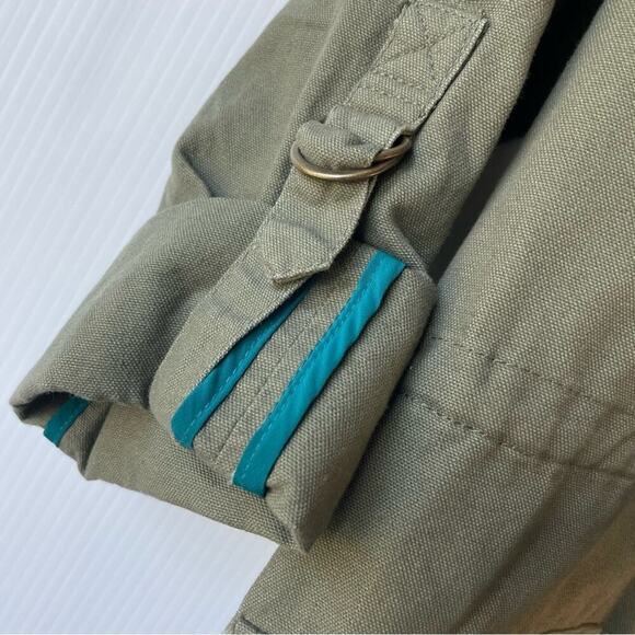 Willow & Clay olive green utility jacket rolled sleeve style hooded size medium - Picture 6 of 9